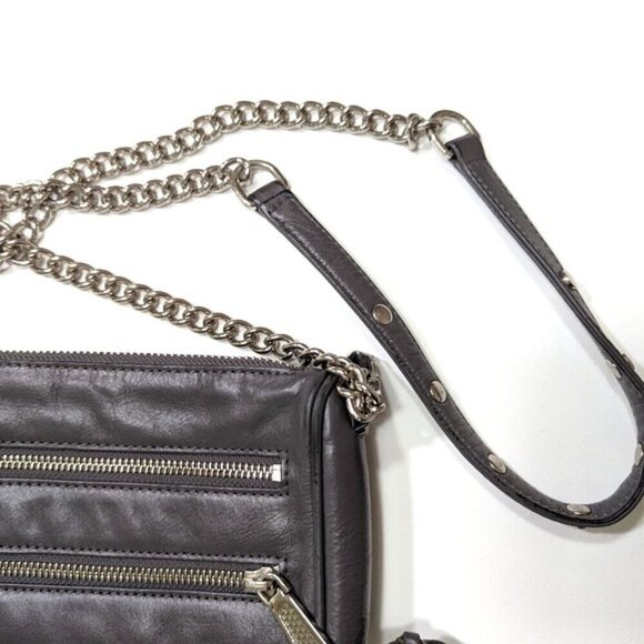 Rebecca Minkoff Leather Zip Chain Crossbody- Gray - Picture 5 of 11